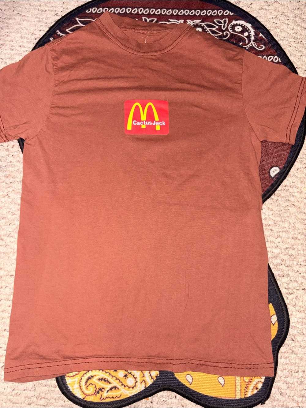 Cactus Jack by Travis Scott Brown Short Sleeve Tee with Red/Yellow Logo